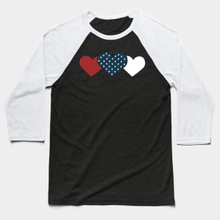 American Flag Valentine's Day Hearts 4th of July Baseball T-Shirt